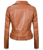 Isabella Asymmetrical Brown Moto Leather Jacket