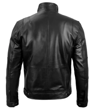 Justine black Cafe Racer Leather Jacket