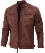 Lucas Cognac Wax Biker Leather Jacket