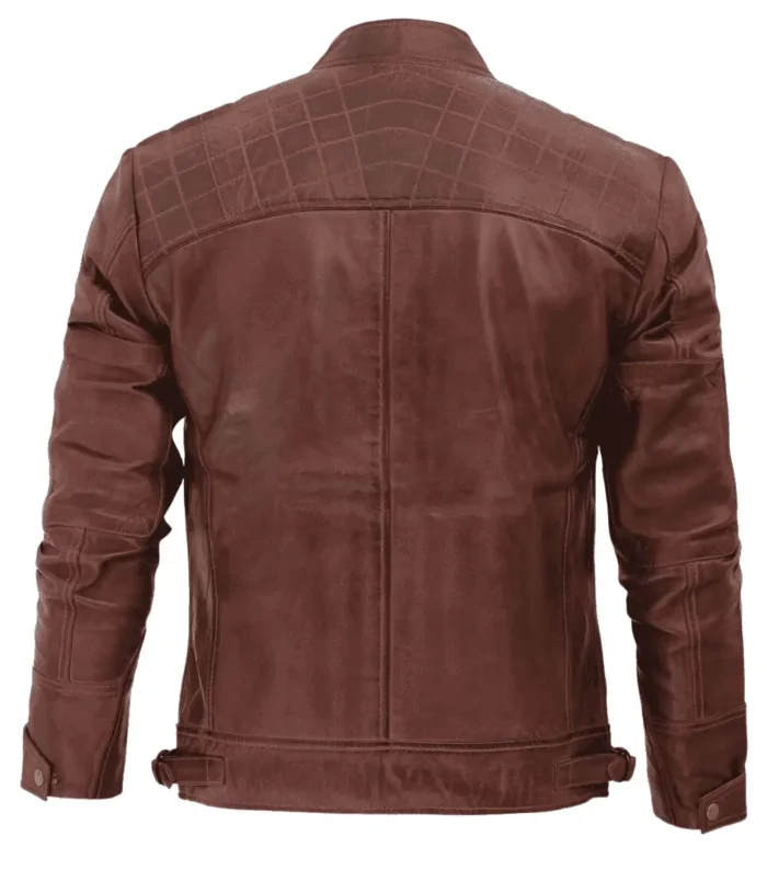 Lucas Cognac Wax Biker Leather Jacket