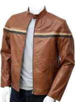 Mateo Brown Cafe Racer Leather Jacket