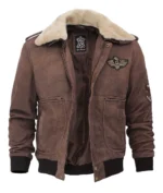 Matthew Beige Fur Light Brown Sherpa Leather Jacket