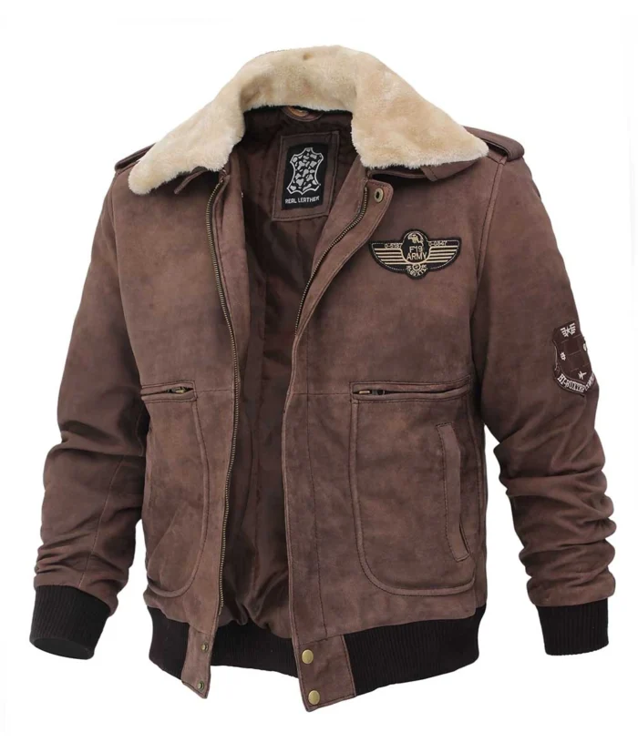 Matthew Beige Fur Light Brown Sherpa Leather Jacket