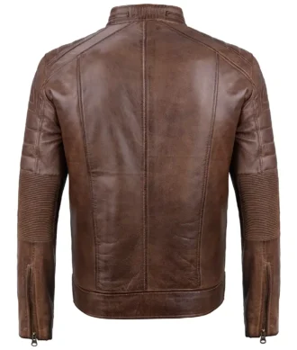 Ryan Coffee Brown Cafe Racer Leather Jacket