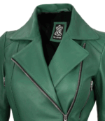  Aria Asymmetrical Green Leather Jacket