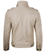 Asher Beige Leather Biker Jacket