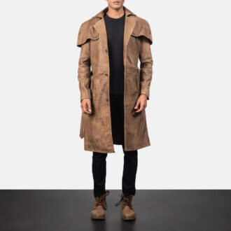 Austin Brown Leather Duster Coat