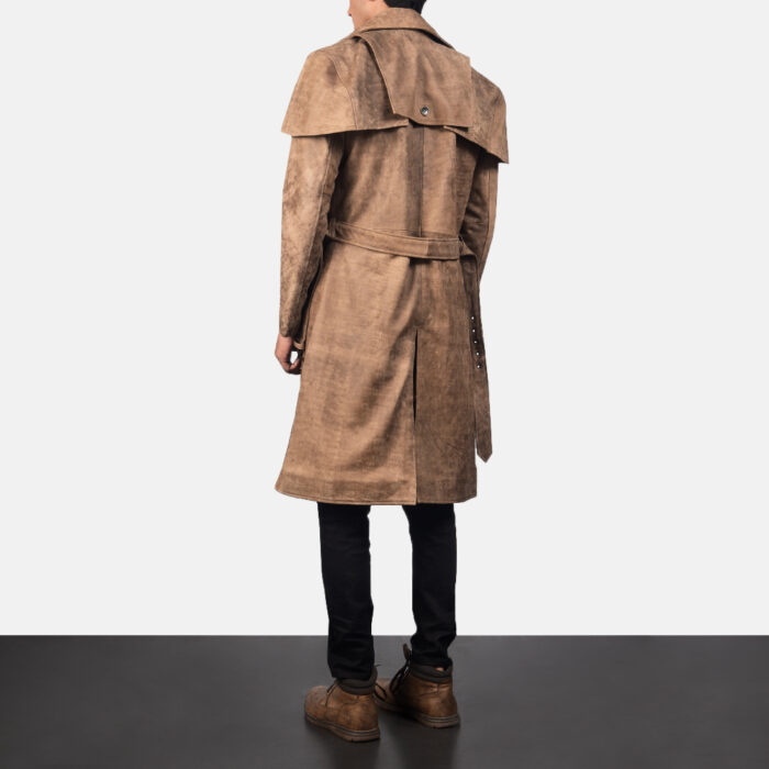 Austin Brown Leather Duster Coat