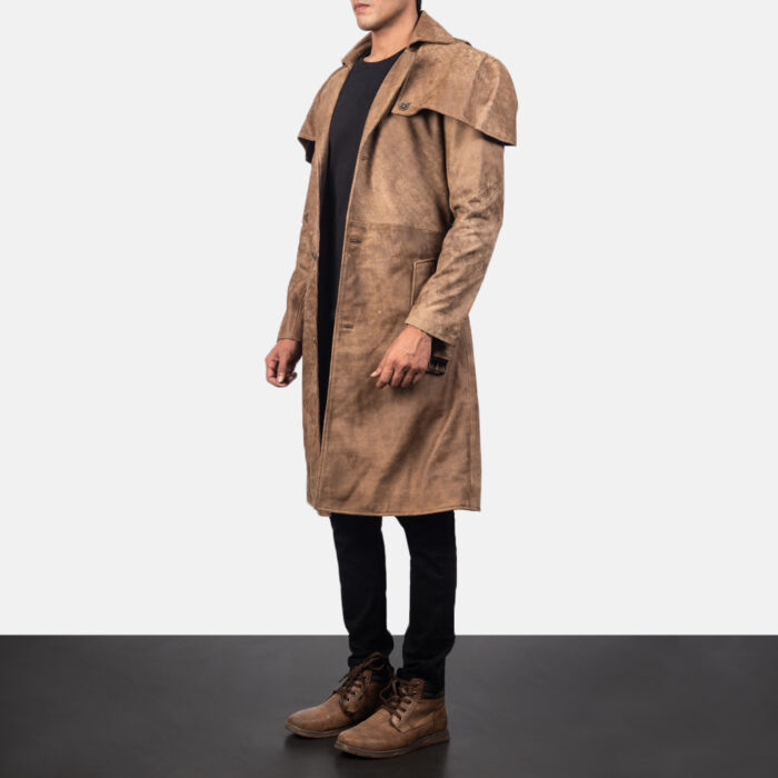 Austin Brown Leather Duster Coat