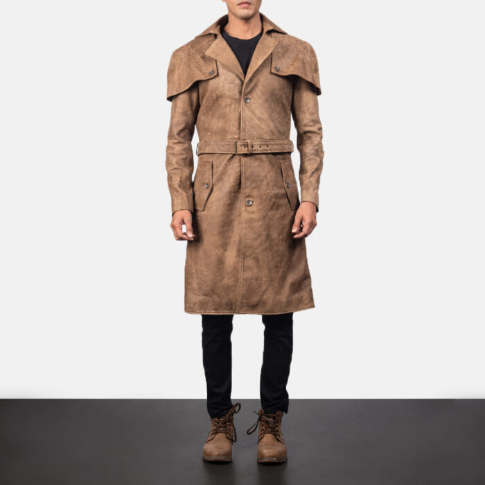 Austin Brown Leather Duster Coat