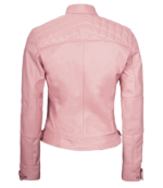 Ava Pink Cafe Racer Leather Jacket