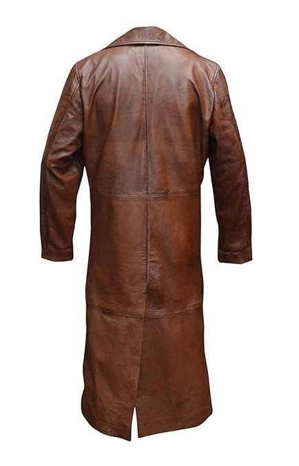 Ben Affleck Bruce Wayne Distressed Brown Leather Long Coat