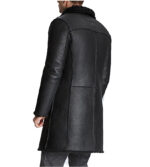 Aiden Black Shearling Leather Trench Coat