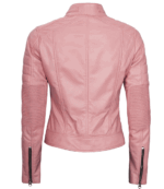 Camila Cafe Racer Pink Leather Jacket