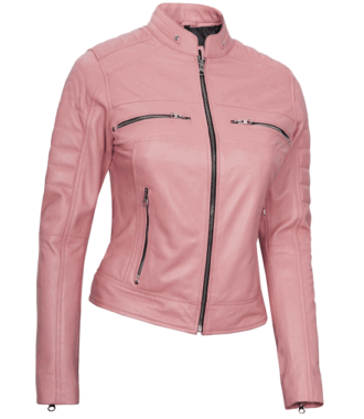 Camila Cafe Racer Pink Leather Jacket