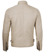 Daniel Beige Cafe Racer Leather Jacket