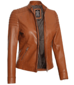 Eleanor Brown Cafe Racer Leather Jacket