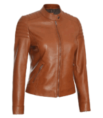 Eleanor Brown Cafe Racer Leather Jacket