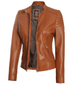 Eleanor Brown Cafe Racer Leather Jacket