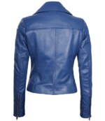 Eliana Blue Biker Leather Jacket