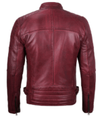 Ethan Burgundy Cafe Racer Leather Jacket