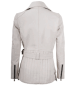 Gianna Asymmetrical White Leather Jacket