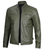 Hudson Green Cafe Racer Leather Jacket