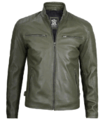 Hudson Green Cafe Racer Leather Jacket