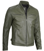 Hudson Green Cafe Racer Leather Jacket