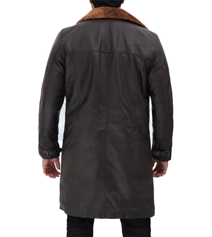 Isaac Dark Brown Shearling Leather Trench Coat