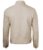 Jack Beige Cafe Racer Leather Jacket