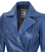 Layla Asymmetrical Blue Leather Jacket