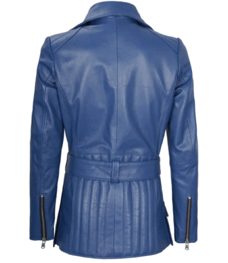 Layla Asymmetrical Blue Leather Jacket