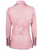 Lily Pink Asymmetrical Leather Jacket