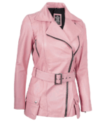 Lily Pink Asymmetrical Leather Jacket