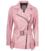 Lily Pink Asymmetrical Leather Jacket