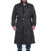 Logan Black Leather Trench Coat