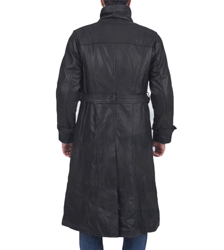 Logan Black Leather Trench Coat