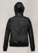 Maya Hooded Racer Black Leather Jacket