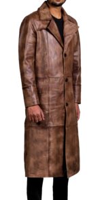 Mens Brown Trench Long Coat