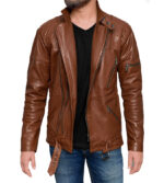 Miles Brown Biker Leather Jacket