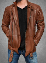 Miles Brown Biker Leather Jacket