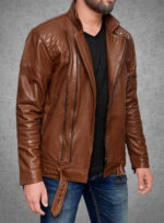 Miles Brown Biker Leather Jacket