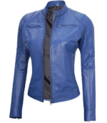 Nova Blue Biker Leather Jacket