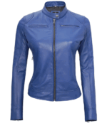 Nova Blue Biker Leather Jacket