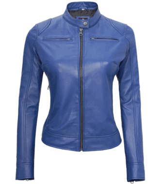 Nova Blue Biker Leather Jacket