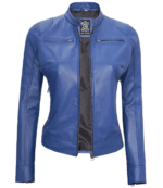 Nova Blue Biker Leather Jacket