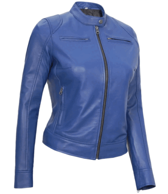 Nova Blue Biker Leather Jacket