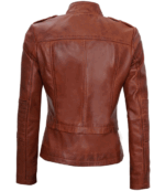 Sofia asymmetrical Brown Biker Leather Jacket