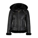 Women B3 Hooded Black Sherpa Jacket